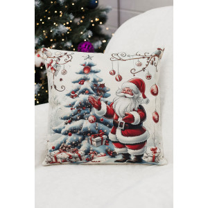 Наволочка-чехол декоративная на молнии "Дед, елка, снеговик" 2 шт.