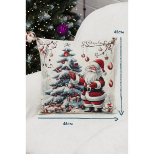 Наволочка-чехол декоративная на молнии "Дед, елка, снеговик" 2 шт.