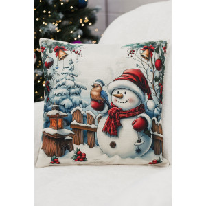 Наволочка-чехол декоративная на молнии "Дед, елка, снеговик" 2 шт.