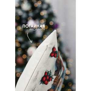 Наволочка-чехол декоративная на молнии "Дед, елка, снеговик" 2 шт.