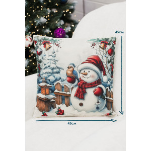 Наволочка-чехол декоративная на молнии "Дед, елка, снеговик" 2 шт.