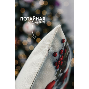 Наволочка-чехол декоративная на молнии "Олень, шапка, снеговик" 2 шт.