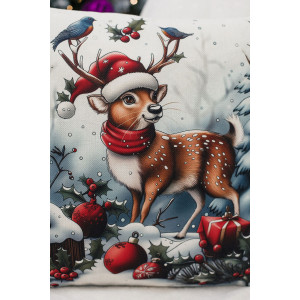 Наволочка-чехол декоративная на молнии "Олень, шапка, снеговик" 2 шт.