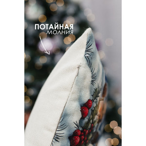 Наволочка-чехол декоративная на молнии "Олень, шапка, снеговик" 2 шт.