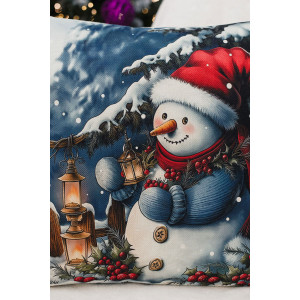 Наволочка-чехол декоративная на молнии "Олень, шапка, снеговик" 2 шт.