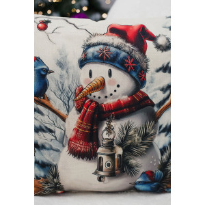 Наволочка-чехол декоративная на молнии "Олень, фонарь, снеговик" 2 шт.