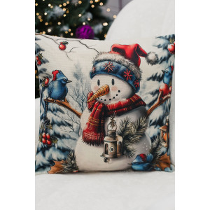 Наволочка-чехол декоративная на молнии "Олень, фонарь, снеговик" 2 шт.