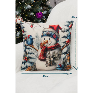 Наволочка-чехол декоративная на молнии "Олень, фонарь, снеговик" 2 шт.