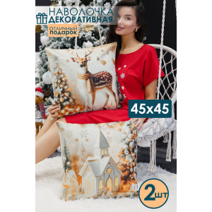 Наволочка-чехол декоративная на молнии "Домик" 2 шт.