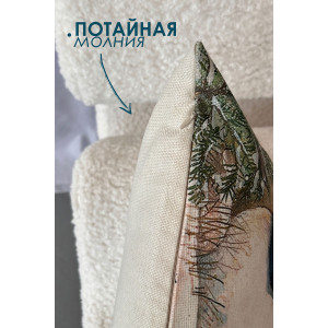 Наволочка-чехол декоративная на молнии "Снеговик" синий