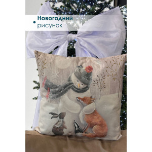 Наволочка-чехол декоративная на молнии "Снеговик" бежевый