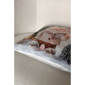 Наволочка-чехол декоративная с 3D-эффектом на молнии "Снеговик и Гном" 2 шт.