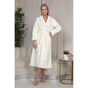 Халат женский шаль махровый удлиненный "Женская элегия" (последний размер) кремовый 50 Халат женский шаль махровый удлиненный "Женская элегия" (последний размер) кремовый 50