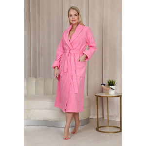 Халат женский шаль махровый удлиненный "Женская элегия" (последний размер) розовый 56 Халат женский шаль махровый удлиненный "Женская элегия" (последний размер) розовый 56