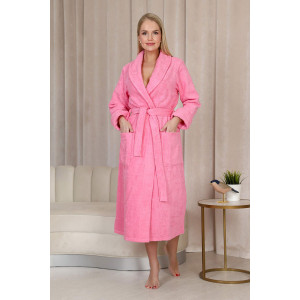 Халат женский шаль махровый удлиненный "Женская элегия" (последний размер) розовый 56 Халат женский шаль махровый удлиненный "Женская элегия" (последний размер) розовый 56