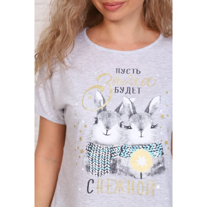 Пижама женская 881-1 "Зайчики" кулирка кармеланж (последний размер) серый 52 Пижама женская 881-1 "Зайчики" кулирка кармеланж (последний размер) серый 52