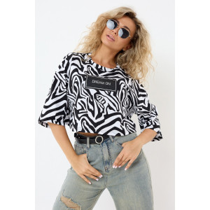 Топ женский №057350 Т1 кулирка (р-ры: 44-54) зебра Топ женский №057350 Т1 кулирка (р-ры: 44-54) зебра