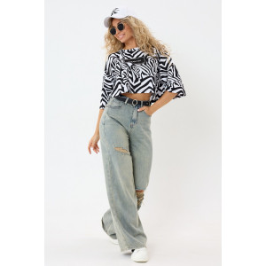 Топ женский №057350 Т1 кулирка (р-ры: 44-54) зебра Топ женский №057350 Т1 кулирка (р-ры: 44-54) зебра