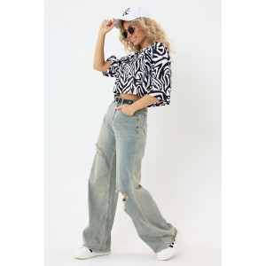 Топ женский №057350 Т1 кулирка (р-ры: 44-54) зебра Топ женский №057350 Т1 кулирка (р-ры: 44-54) зебра