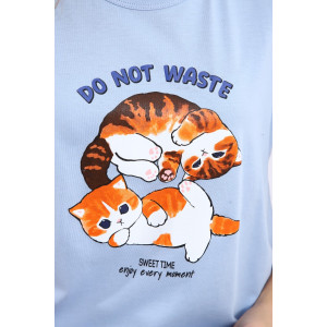 Костюм двойка женский КД-00-007 кулирка (р-ры: 84-112) голубой котята-горошки Костюм двойка женский КД-00-007 кулирка (р-ры: 84-112) голубой котята-горошки