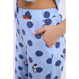 Костюм двойка женский КД-00-007 кулирка (р-ры: 84-112) голубой котята-горошки Костюм двойка женский КД-00-007 кулирка (р-ры: 84-112) голубой котята-горошки