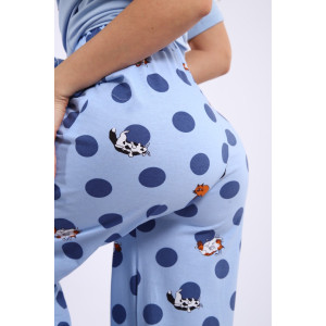 Костюм двойка женский КД-00-007 кулирка (р-ры: 84-112) голубой котята-горошки Костюм двойка женский КД-00-007 кулирка (р-ры: 84-112) голубой котята-горошки
