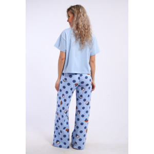 Костюм двойка женский КД-00-007 кулирка (р-ры: 84-112) голубой котята-горошки Костюм двойка женский КД-00-007 кулирка (р-ры: 84-112) голубой котята-горошки