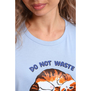 Костюм двойка женский КД-00-007 кулирка (р-ры: 84-112) голубой котята-горошки Костюм двойка женский КД-00-007 кулирка (р-ры: 84-112) голубой котята-горошки