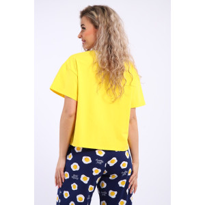 Костюм двойка женский КД-00-007 кулирка (р-ры: 84-112) желтый яичница Костюм двойка женский КД-00-007 кулирка (р-ры: 84-112) желтый яичница