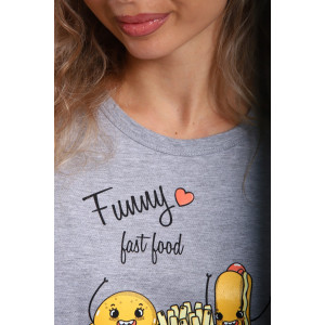 Костюм двойка женский КД-00-007 кулирка (р-ры: 84-112) серый меланж картошка фри Костюм двойка женский КД-00-007 кулирка (р-ры: 84-112) серый меланж картошка фри