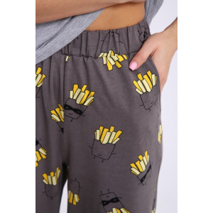 Костюм двойка женский КД-00-007 кулирка (р-ры: 84-112) серый меланж картошка фри Костюм двойка женский КД-00-007 кулирка (р-ры: 84-112) серый меланж картошка фри