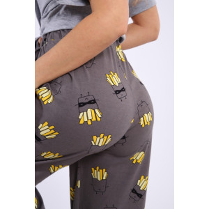 Костюм двойка женский КД-00-007 кулирка (р-ры: 84-112) серый меланж картошка фри Костюм двойка женский КД-00-007 кулирка (р-ры: 84-112) серый меланж картошка фри