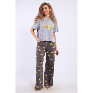 Костюм двойка женский КД-00-007 кулирка (р-ры: 84-112) серый меланж картошка фри Костюм двойка женский КД-00-007 кулирка (р-ры: 84-112) серый меланж картошка фри