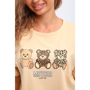 Костюм двойка женский КД-00-007 кулирка (р-ры: 84-112) бежевый медведь-тигр Костюм двойка женский КД-00-007 кулирка (р-ры: 84-112) бежевый медведь-тигр