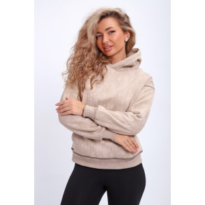 Толстовка женская №29019 футер 3-х нитка с начесом (р-ры: 40-56) кремовый Толстовка женская №29019 футер 3-х нитка с начесом (р-ры: 40-56) кремовый