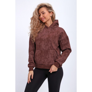 Толстовка женская №29019 футер 3-х нитка с начесом (р-ры: 40-56) коричневый Толстовка женская №29019 футер 3-х нитка с начесом (р-ры: 40-56) коричневый