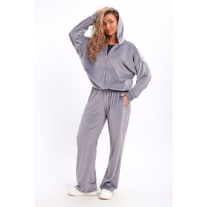 Костюм двойка женский №061 велюр (р-ры: 44-58) светло-серый