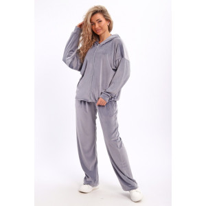 Костюм двойка женский №061 велюр (р-ры: 44-58) светло-серый