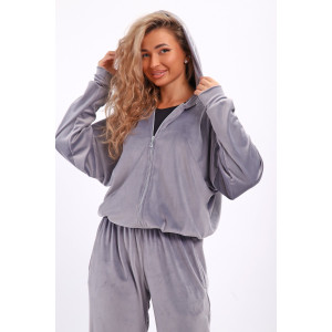 Костюм двойка женский №061 велюр (р-ры: 44-58) светло-серый