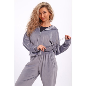 Костюм двойка женский №061 велюр (р-ры: 44-58) светло-серый