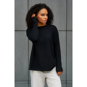 Лонгслив женский №057098 "Лонг" кулирка пенье компакт (р-ры: 44-66) черный Лонгслив женский №057098 "Лонг" кулирка пенье компакт (р-ры: 44-66) черный