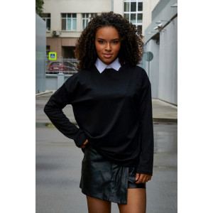 Лонгслив женский №057098 "Лонг" кулирка пенье компакт (р-ры: 44-66) черный Лонгслив женский №057098 "Лонг" кулирка пенье компакт (р-ры: 44-66) черный