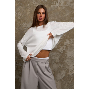 Лонгслив женский №056977 "Флам" кулирка флам (р-ры: 44-66) белый