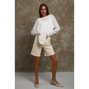 Лонгслив женский №056977 "Флам" кулирка флам (р-ры: 44-66) белый