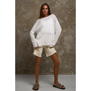 Лонгслив женский №056977 "Флам" кулирка флам (р-ры: 44-66) белый