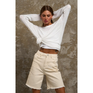 Лонгслив женский №056977 "Флам" кулирка флам (р-ры: 44-66) белый