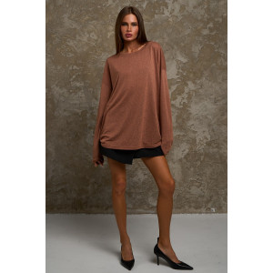 Лонгслив женский №056977 "Флам" кулирка флам (р-ры: 44-66) коричневый Лонгслив женский №056977 "Флам" кулирка флам (р-ры: 44-66) коричневый