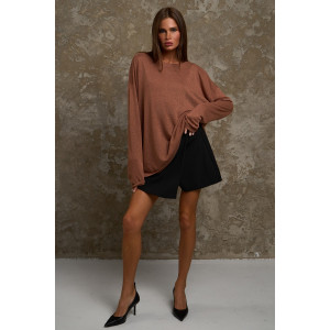 Лонгслив женский №056977 "Флам" кулирка флам (р-ры: 44-66) коричневый Лонгслив женский №056977 "Флам" кулирка флам (р-ры: 44-66) коричневый