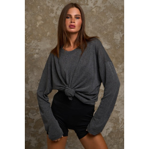 Лонгслив женский №056977 "Флам" кулирка флам (р-ры: 44-66) графит