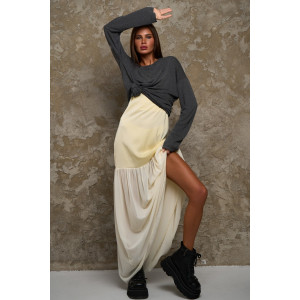 Лонгслив женский №056977 "Флам" кулирка флам (р-ры: 44-66) графит